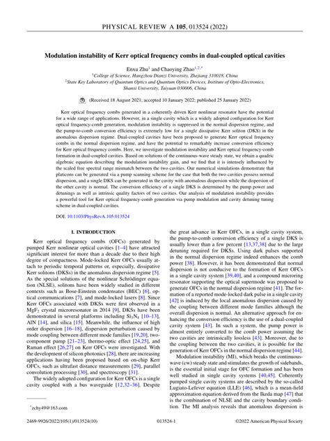 PDF Modulation Instability Of Kerr Optical Frequency Combs In Dual