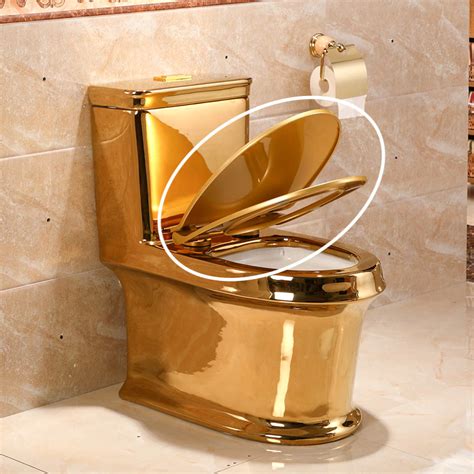 Seat And Lid For The Plain Gold Toilet - Royal Toiletry Global