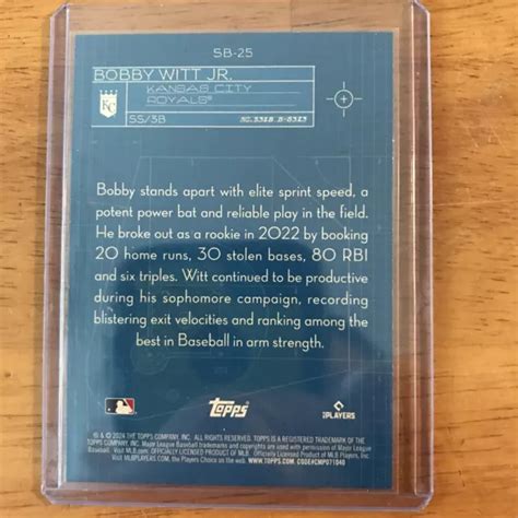 BOBBY WITT JR Superstar Blueprint 2024 Topps SB 25 Kansas City Royals