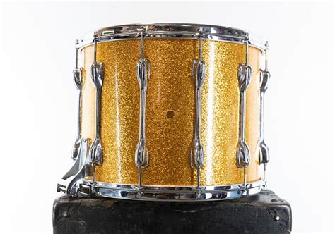 1970s Slingerland 12x15 Gold Sparkle TDR Snare Drum Reverb