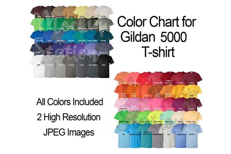 Color Chart for Gildan 5000 T-shirt Graphic by Mockup Station ...