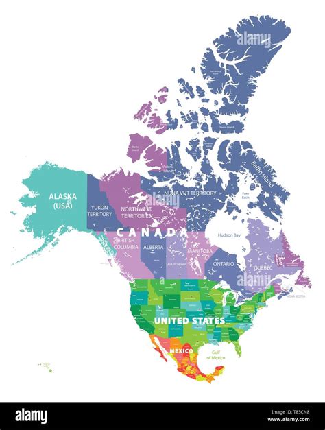 Mapa De Vectores De Canad Estados Unidos Y M Xico Con Los Estados De