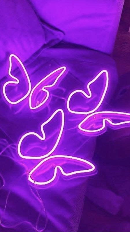 Aesthetic Purple Butterflies In Neon Light Wallpaper Download Mobcup