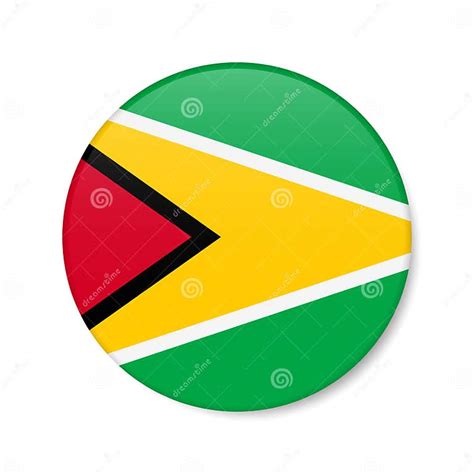 Guyana Circle Button Icon Guyanese Round Badge Flag 3d Realistic