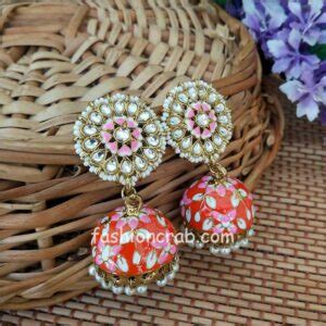 Bollywood Style Indian Orange Jhumka Earring Fashioncrab