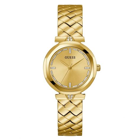 Guess Watches Guess Ladies Rumour Gold Tone Quilted Pattern Stainless Steel Watch Watches From