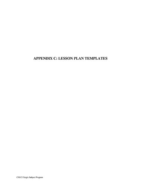 Fillable Online Appendix C Lesson Plan Templates Fax Email Print