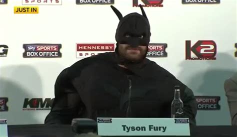 Boxer Tyson Fury Dresses As Batman Beats Up Joker During Press