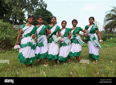 Tribal Girls Performing A Typical Tribal Dance In Traditional Outfits