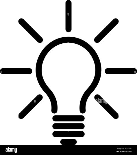 Light bulb icon. Simple black line symbol isolated on white background. Light, idea or thinking ...