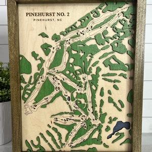 Pinehurst No 2 Golf Course Map Layered Wood Golf Course Picture Engraved Golf Map Gift Custom ...