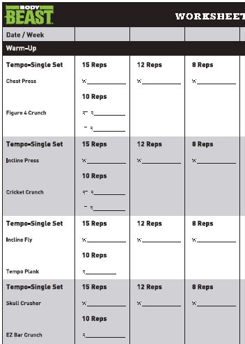 Beast Body Workout Sheets Body Beast Workout Sheets Body Beast Workout