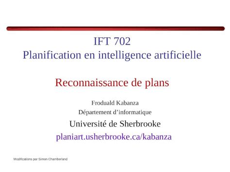 Ppt Ift Planification En Intelligence Artificielle Reconnaissance