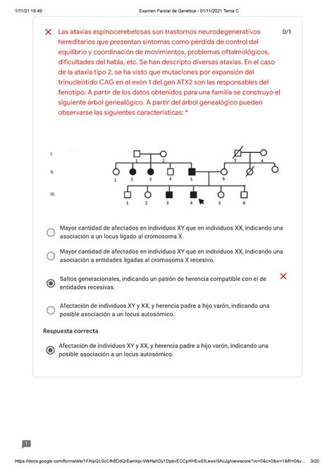 Examen Parcial de Genética 01 11 2021 Tema C Studocu