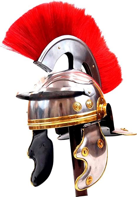 Roman Helmet With Red Feather Plume Greek Gladiator Costume Helmets