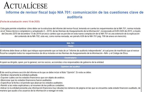 Modelo De Informe De Revisor Fiscal Bajo Nia 701 En Excel