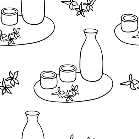 Premium Vector Doodle Seamless Pattern Japanese Alcoholic Drink Sake