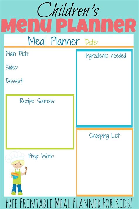 This Free Printable Kids Meal Planner Will Help Your Child To Easily