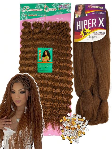 Kit Tran As Cabelo Jumbo Jumb O Hiper X Cacho Org Nico Crochet Braids