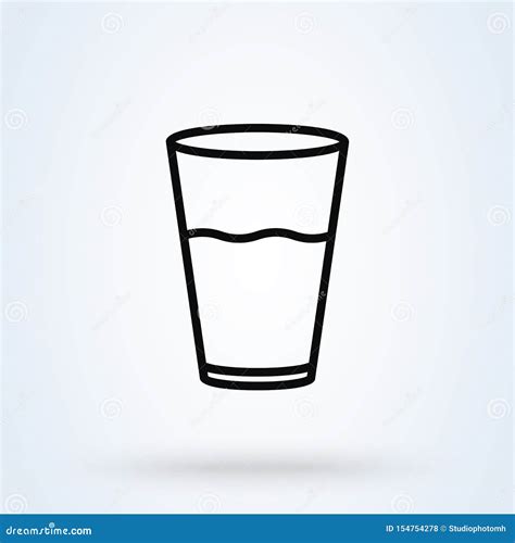 Water Glass Simple Line Art Vector Modern Icon Design Illustration