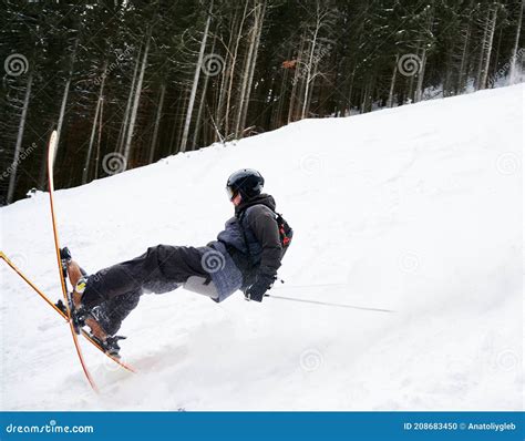 Winter Kinds of Sport. Skier Doing Tricks in the Mountains in Winter ...