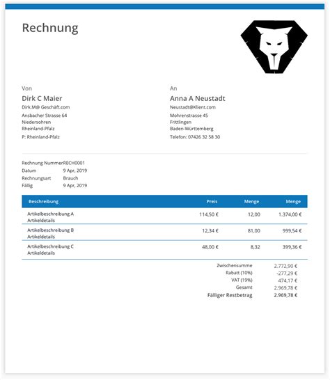 Kostenlose Rechnung Schreiben Rechnung Einfach