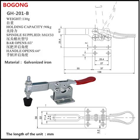 Bogong Hs Ch Gh B Toggle Clamp Hand Tool Horizontal Quick Release