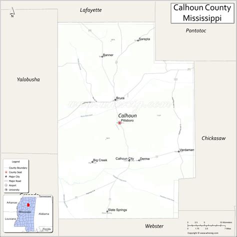 Map Of Calhoun County Mississippi Showing Cities Highways Important