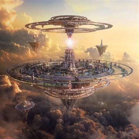 Floating Futuristic City In The Sky