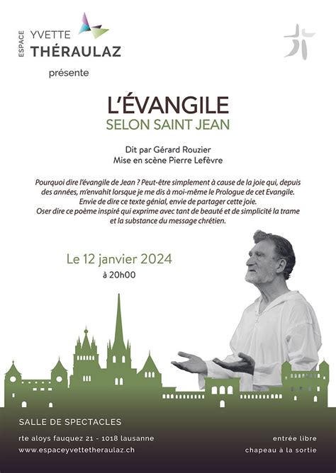 Jan Evangile Selon St Jean Espace Th Raulaz