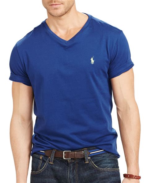 Ralph Lauren Polo Jersey V Neck Tee In Blue For Men Deep Ocean Lyst