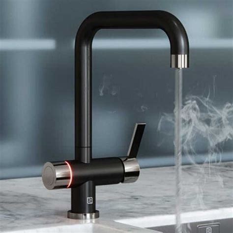 Vibrance Twin Lever Black Chrome Kuro In Instant Hot Water Kitchen Tap Twin Lever Taps