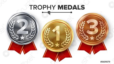 Gold, Silver, Bronze Medals Set Vector - stock vector 3609079 | Crushpixel