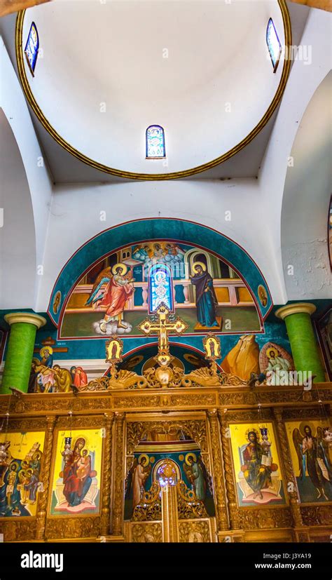 Frescos Dome Juan Bautista Iglesia Ortodoxa Griega El Bautismo De