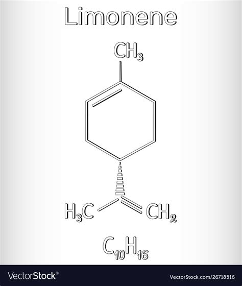 Limonene Molecule Structural Chemical Formula Vector Image