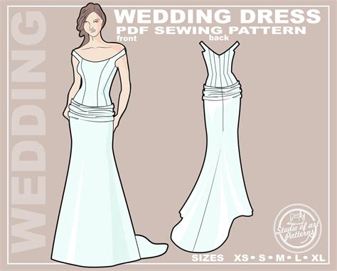 PATTERN WEDDING DRESS. Sewing Pattern Bridal Gown With Drapery. Digital