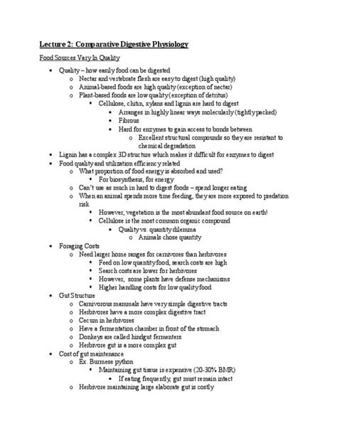 BIOB32H3 Lecture 2 Comparative Digestive Physiology OneClass