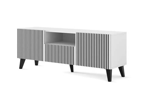 Mueble De Tv Ravenna P Cm D S Blanco Mate Negro Mate Patas Negras