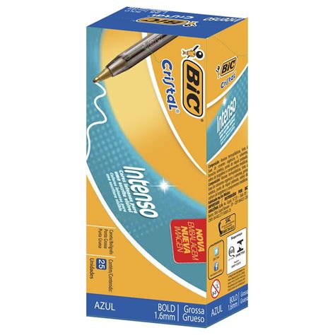 Caneta esferográfica Cristal Bold 1 6 azul 884633 BIC CX 25 UN