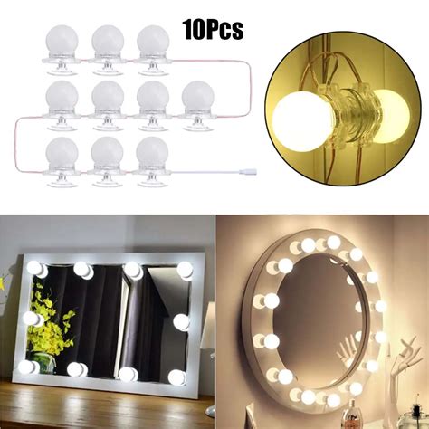 Makeup Mirror Vanity Led Light Bulbs Kit Usb Charging Port Cosmetic