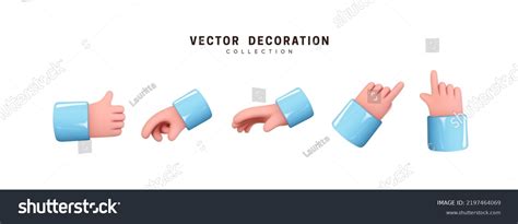 Hands Set Realistic D Design Cartoon Stock Vector Royalty Free