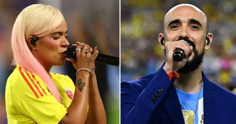 Karol G Y Abel Pintos Cantaron Los Himnos De Colombia Y Argentina En La