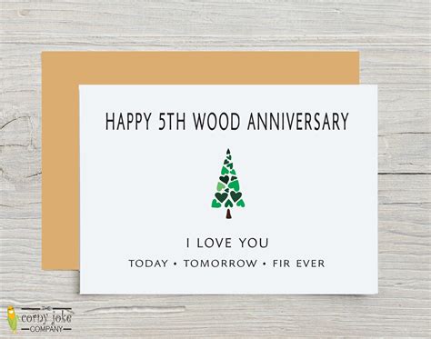 5th Anniversary Card Wood Anniversary Card For Him Or Her Funny 5