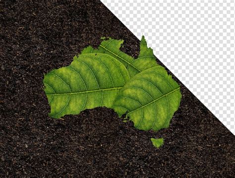 Premium PSD Australia Map Made Of Green Leaves Concept Ecology Map