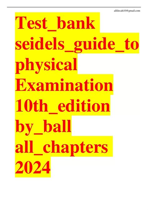 Test Bank Seidels Guide To Physical Examination Th Edition By Ball