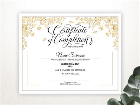 Editable Certificate Of Completion Beauty Training Gold Etsy For