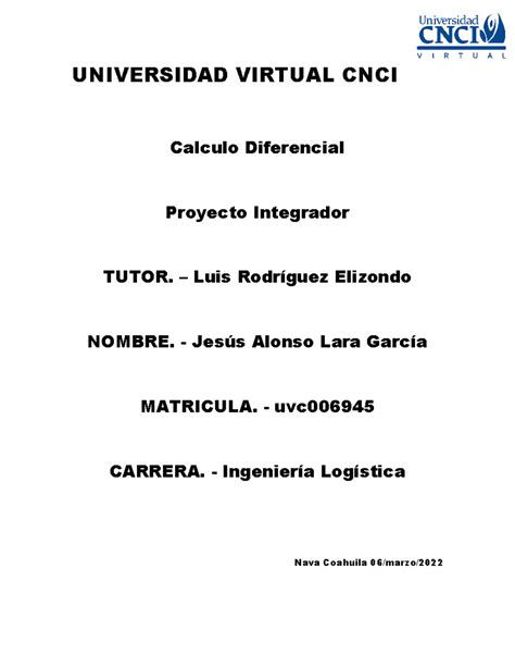 Prroyecto Integrador Matematicas Universidad Virtual Cnci Calculo