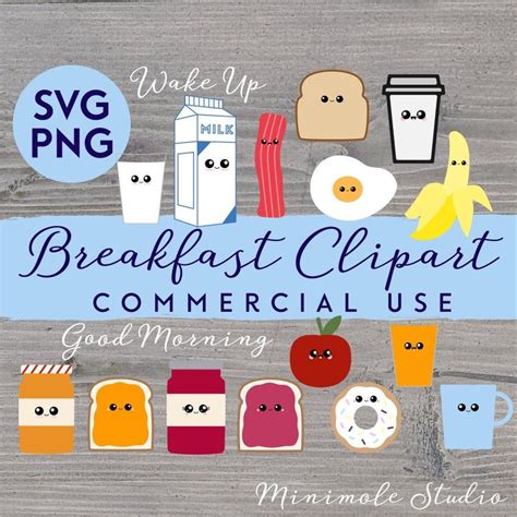 Cute Breakfast Food Svg Bundle Kawaii Food Clipart Milk Etsy Kawaii