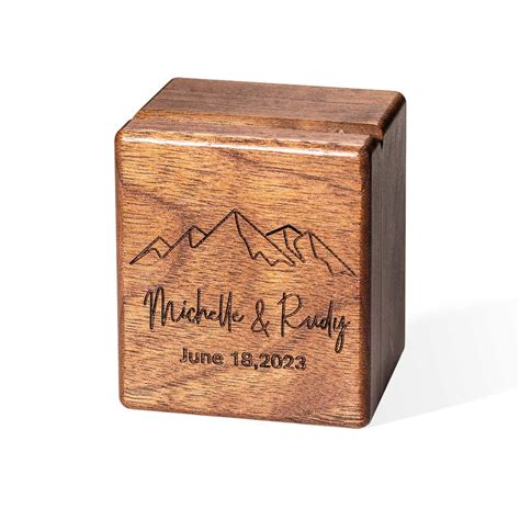 Custom Triple Flip Walnut Ring Box For Proposal Engagement Anniversary