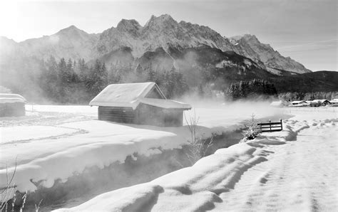 Fond D Cran Neige Hiver Noir Et Blanc Gel Photographie